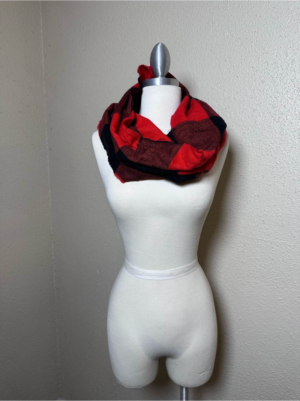Red and Black Buffalo Plaid Infinity Scarf